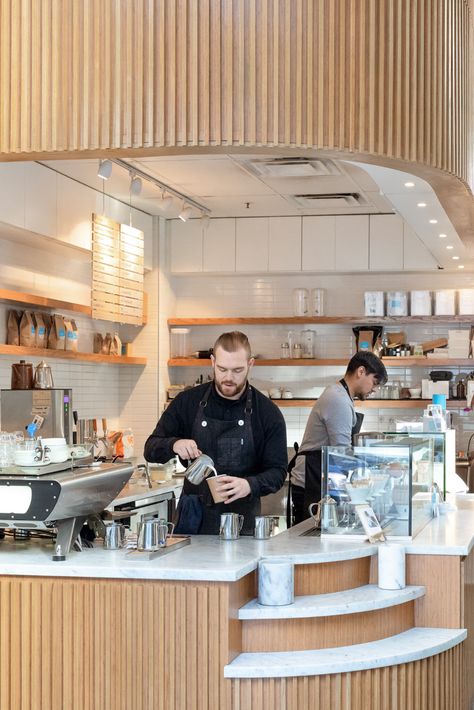 Service Counter Design, Canteen Design, Service Counter, Bakery Interior, Coffee Lab, Blue Bottle Coffee, Blue Fog, Cafe Shop Design, Coffee Shops Interior