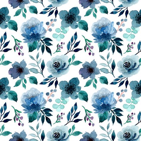 Blue indigo floral watercolor seamless p... | Free Vector #Freepik #freevector #pattern #flower #watercolor #floral Flower Pattern Fabric, Roses Watercolor, Indigo Floral, Watercolor Floral Pattern, Textile Pattern Design, Flower Watercolor, Pattern Flower, Digital Print Fabric, Vintage Typography