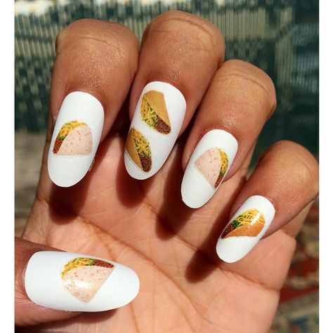 Taco Bell Tacos Nail Decals Nail Art Nail Design ($4.50) ❤ liked on Polyvore featuring beauty products, nail care and nail treatments Taco Bell Tacos, Taco Nails, Kawaii Nails, Taco Bell, Kandy, San Lucas, Nail Decals, Nails Designs, How To Do Nails