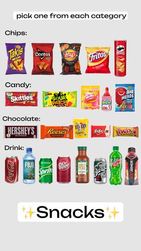 Comment what you picked #snacks #comment #pick Snacks To Keep In Your Room, Popular Snacks To Buy, Sleepover Snack Ideas, Snacks For Sleepovers, Period Snacks, Biology Science Fair Projects, Period Food, Homemade School Lunches, Snack List