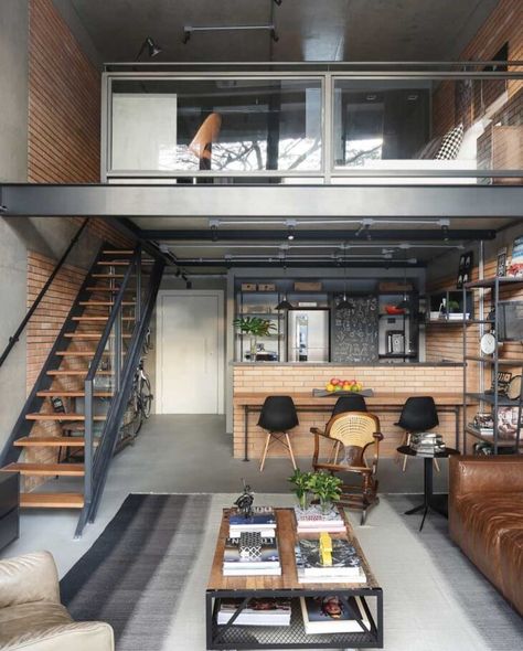 O que é loft, características e ideias para morar com personalidade Loft Apartment Decorating, Living Room Industrial, Couches For Small Spaces, Interior Design Per La Casa, Best Modern House Design, Trendy Living Rooms, Loft House, Modern Loft, Loft Design