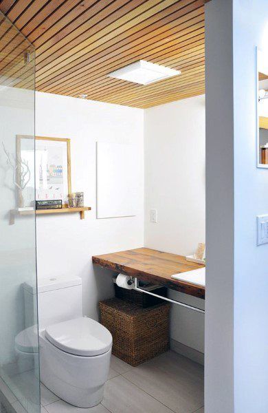 Top 50 Best Bathroom Ceiling Ideas - Finishing Designs Bathroom Wood Ceiling, Wood Slat Ceiling, Wooden Ceiling Design, Bathroom Wood, Wooden Ceiling, Eclectic Bathroom, Bathroom Images, Wood Ceiling, Bathroom Ceiling