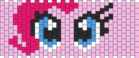 Pinkie Pie bead pattern Mlp Kandi, Kandi Mask, Kandi Cuff Patterns, Rave Kandi, Kandi Beads, Diy Kandi Bracelets, Kandi Cuffs, Kandi Inspo, Kandi Perler