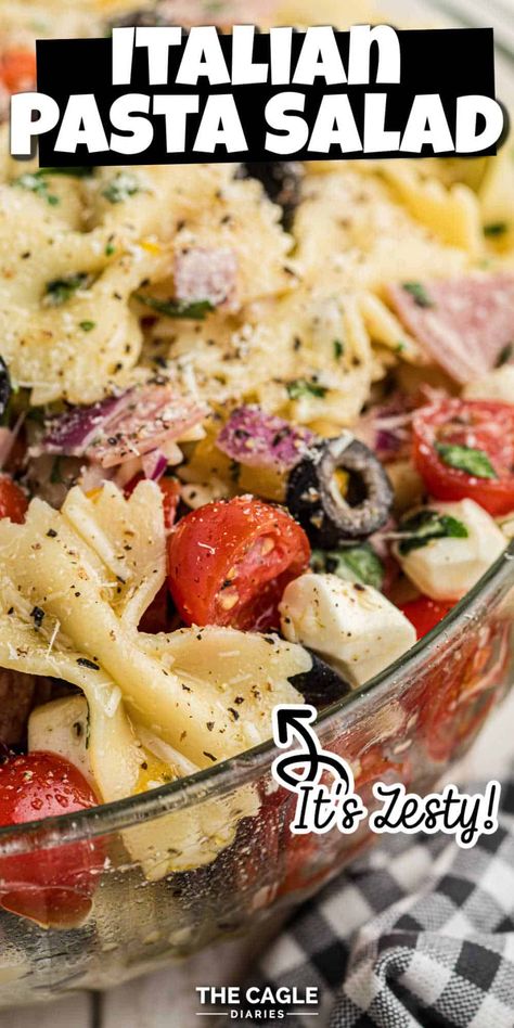 Summer Pasta Salad Recipes Cold, Pasta Salad With Feta Cheese, Zesty Italian Pasta Salad, Zesty Pasta Salad, Cherry Tomatoes Feta, Chicken Caesar Pasta, Easy Italian Pasta Salad, Summer Pasta Salad Recipes, Noodle Salad Cold