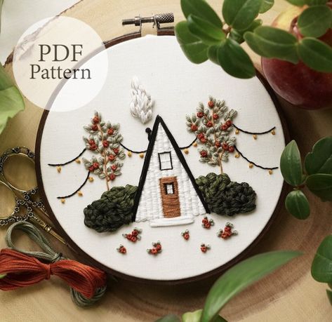 PDF Pattern Jack's Cabin Step by Step Beginner - Etsy Beginner Embroidery, Embroidery Online, 6 September, Diy Embroidery Patterns, Hand Embroidery Projects, Crab Apple, Embroidery For Beginners, Youtube Tutorials, Hand Embroidery Patterns