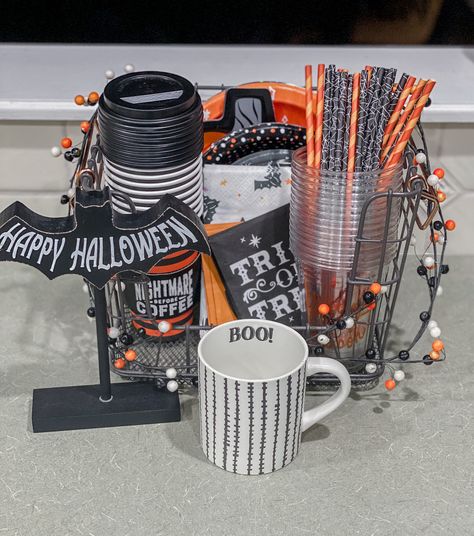 Bin Bag Halloween Decorations, Halloween Occasion Bin, Occasion Basket, Occasions Bins, Occasion Bins, Pink Halloween Basket, Occasion Bin, You’ve Been Booed Dollar Tree, Halloween Table Decor