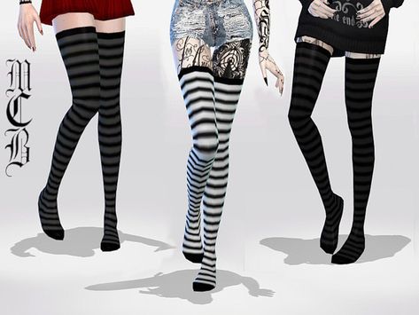 Sims 4 — Long Striped Over Knee Socks by MaruChanBe2 — Cute long over knee sock with stripes. Three different variations. Sims 4 Cc Striped Socks, Sims4 Cc Tights, Sims 4 Emo Accessories, Sims 4 Knee Socks, Kakegurui Sims 4 Cc, Sims 4 Long Socks, Sims 4 Striped Socks, Sims 4 Cc Kakegurui, Sims 4 Cc Long Socks