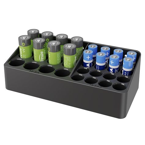 PRICES MAY VARY. FLEXIBLE PLACEMENT OPTIONS - This battery storage box is designed for convenience. Use it as a desktop organizer for quick access, or mount it on the wall using the included expansion screws. It adapts to your space and preferences. VERSATILE CAPACITY - Our battery organizer can hold up to 12 AA batteries and 16 AAA batteries simultaneously. Whether you’re stocking up for remote controls, toys, or other devices, this storage solution has you covered. DEDICATED STORAGE SLOTS for SECURE STORAGE - Each battery is securely housed in its own compartment, ensuring safety and ease of access for quick use. STURDY & LIGHTWEIGHT - Crafted from durable ABS plastic, our battery holder is both lightweight and tough. It won’t crack or break easily, and its smooth surface makes cleaning Battery Organizer, Aesthetic Storage, Battery Holders, Battery Holder, Charger Accessories, Desktop Organizer, Battery Storage, Home Office Bedroom, Tidy Up