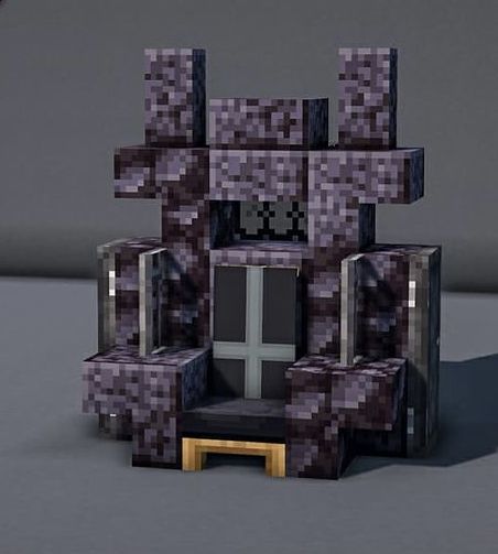 Minecraft Gothic Decoration, Underground Castle Minecraft, Minecraft Nether Castle Ideas, Minecraft Thrown Chair, Minecraft Fantasy Kingdom, Black And Purple Minecraft Builds, Hallway Minecraft Ideas, Throne In Minecraft, Minecraft Cannon Design