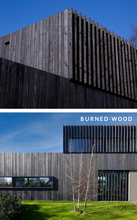 Burnt Wood Facade, Shou Sugi Ban Cladding, Japanese Burned Wood Finish, Japanese Burnt Wood Siding, Shou Sugi Ban House Exterior Siding, Shou Sugi Ban House Exterior, Yakisugi Houses, Japandi House Exterior, Dark House Exterior