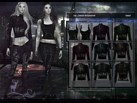 Goth Sims 4, Female Punk, Steampunk Top, Sims 4 Clutter, Dark Clothes, Sims Ideas, Punk Clothing, Sims 4 Characters, Sims 4 Downloads