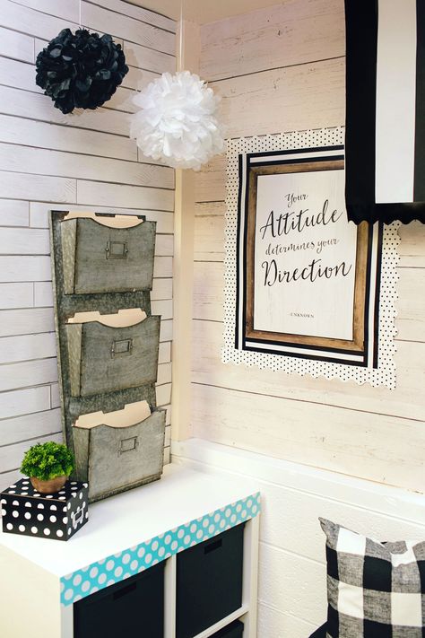 Industrial Chic borders will add a stylish touch to classroom displays, message boards, bulletin board sets, and more. Give your bulletin board displays a stylish finishing touch with eye-catching straight borders. Industrial Chic Shiplap straight borders features white painted wood for a contemporary look. The pack includes 12 border strips, each measuring 3' x 3" for a total length of 36'. Industrial Classroom, Chic Classroom Decor, Farmhouse Classroom, Classroom Accessories, Classroom Goals, Classroom Makeover, Class Decor, Middle School Classroom, Diy Classroom