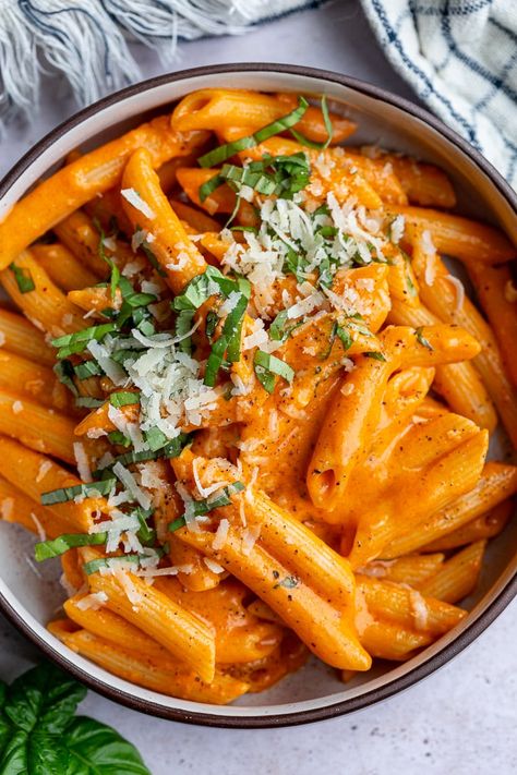 Toasted Red Pepper Pasta, Roasted Red Pepper Feta Pasta, Roasted Red Pepper And Tomato Pasta, Pepper Ideas, Red Pepper Pasta Recipes, Creamy Roasted Red Pepper Pasta, Creamy Red Pepper Pasta, Red Bell Pepper Pasta, Penne Rigate Recipes