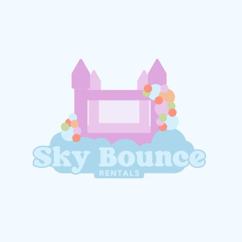 Dreeeeaaaamiest logos for @skybounce.rentals ☁️🩷 . . . . . . #logodesign #logos #graphicdesign #graphics #logo #cutelogo #cutelogodesign #partyplanner #balloondecor #bouncehouserentals Bounce House Logo Ideas, Party Rental Logo Design, Party Rental Logo, Bounce House Logo, Party Rental Branding, Bounce House Business Cards, Bounce House Invitation, Bounce House Rentals, Bouncy Castle