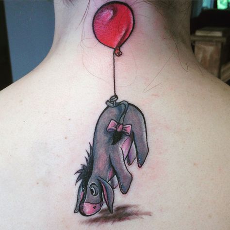 Eeyore tattoo with red balloon Expressions Quotes, Red Indian Tattoo, Eeyore Tattoo, Tattoo Trend, Woman Tattoo, Star Tattoo Designs, Tattoo Zeichnungen, Theme Tattoo, Disney Tattoo