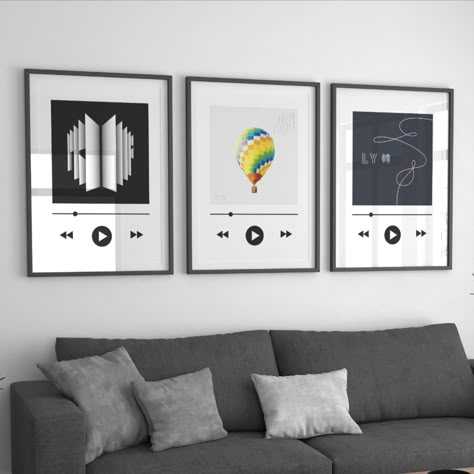 BTS Album Cover Poster Set of 3 (Digital Download), aesthetic bts room decor, bts gifts, bts merch, minimalist black & white bts wall art