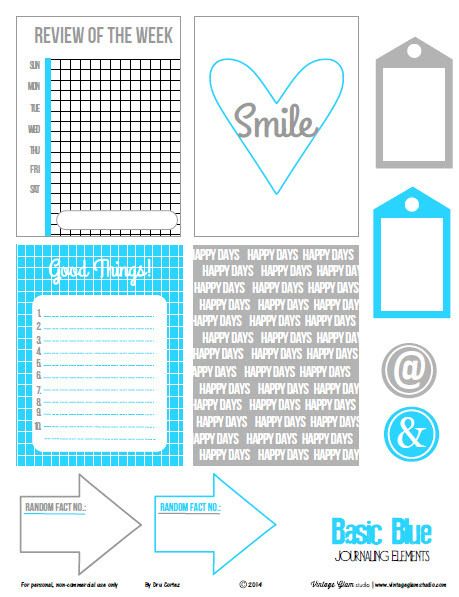 Basic Blue Journaling Cards   Free Printable Download from VintageGlamStudio  ~~  perfect for Project Life Color Printables, Project Life Freebies, Printable Journal Cards, Life Printables, Blue Journal, Glam Studio, Project Life Printables, Happy Planner Printables, Project Life Scrapbook