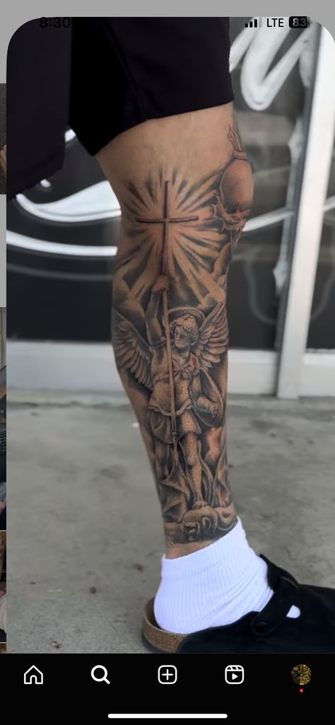 Male Shin Tattoo, Tattoo For Calf For Men, Leg Filler Tattoos, Full Calf Tattoo Men, Men Leg Sleeve Tattoo Ideas Japanese, Leg Tattoo Men Japanese Style, Leg Sleeve Tattoo Black Male, Tattoo Ideas For Men Calf, Leg Sleeve Tattoo Men Full Japanese