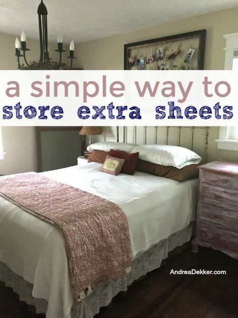 Storing Sheets And Blankets, Storage For Bed Sheets, Sheet Set Storage, Storage For Sheets And Blankets, How To Store Bedding Small Spaces, Where To Store Bedding, How To Store Extra Bedding, How To Store Comforters In A Small Space, Bed Sheets Storage Ideas