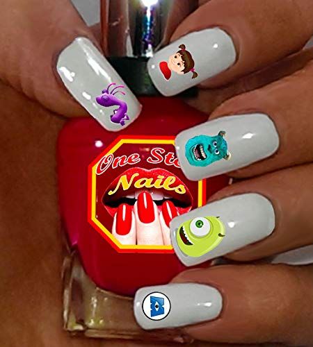 AmazonSmile: Monsters Inc water-slide nail decals (tattoos) V1. Set of 70. (OSN1): Beauty Diy Disney Nails, Disney Princess Nail Art, Simple Disney Nails, Nails Regular Polish, Princess Nail Art, Nails Regular, Bright Stickers, Disney Halloween Nails, Disney Christmas Nails