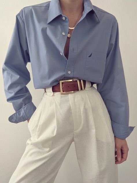 Spring Look, Classy Work Outfits, 가을 패션, Work Outfits Women, Classic Outfits, Business Casual Outfits, Business Outfits, White Pants, Looks Vintage