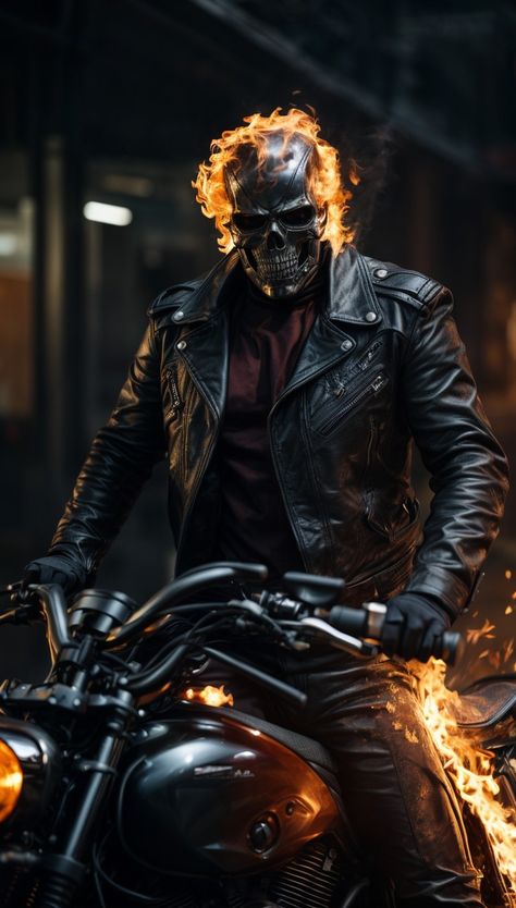 Ghost Raider, Sugar Skull Illustration, Iron Man Cartoon, Ghost Rider Pictures, Rider Wallpaper, Ghost Rider Wallpaper, Rolls Royce Cullinan, Ninja Cats, Theme Tattoo