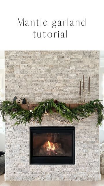 Diy Cedar Garland How To Make, Layered Garland Christmas, Cedar Garland Christmas Mantle, Diy Evergreen Garland, Diy Mantle Garland Christmas, Cedar Garland Mantle, Live Garland Christmas, Mantle Garland Everyday, Layered Garland