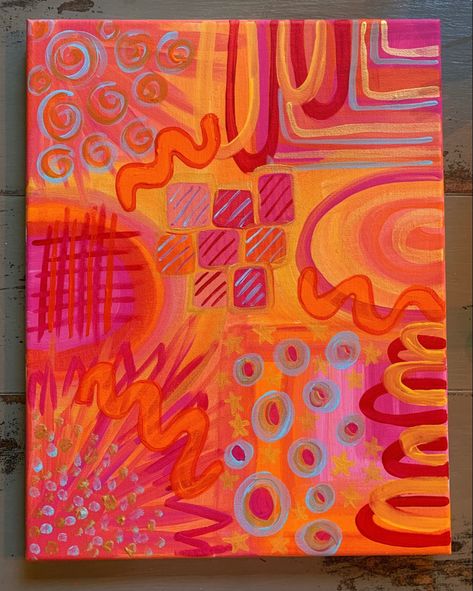 Polychromatic Painting Design, Mindfulness Painting Ideas, Affirmations Art Project, Big Simple Painting Ideas, Cute Colorful Paintings, Sticker Canvas Art, Non Objective Art Drawings, Swirly Art Abstract Paintings, Abstract Funky Art