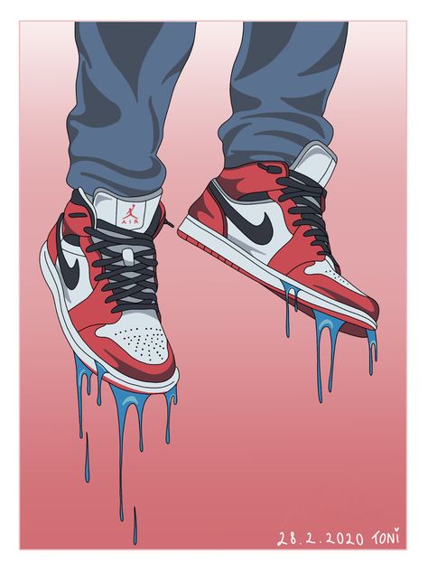 Cartoon Jordans, Jordan 1 Painting, Jordan Drawing, Iron Man Hd Wallpaper, Simpsons Drawings, Nike Art, Shoes Wallpaper, Dr Shoes, Horse Posters