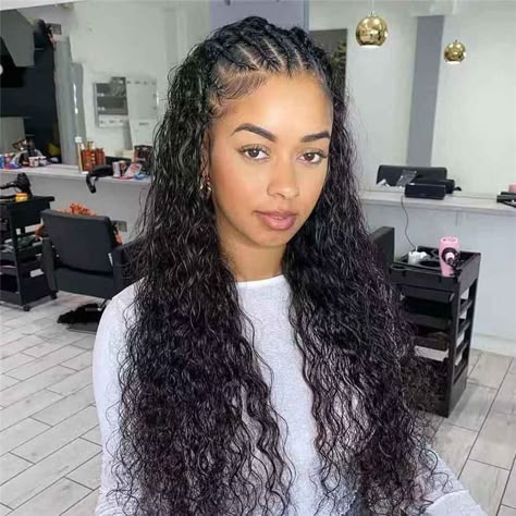 Front Cornrows, Half Cornrows, Hair Styles For Curly, Styles For Curly Hair, Goddess Braids Hairstyles, Human Hair Lace Front Wigs, Hair Lace Front Wigs, Protective Hairstyles Braids, Natural Hair Braids