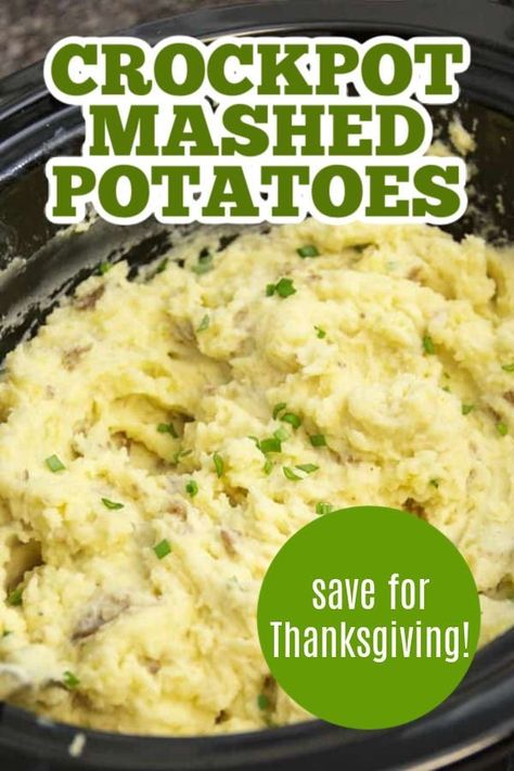 Potato Recipes Crockpot, Crockpot Mashed Potatoes, Slow Cooker Potatoes, Crock Pot Potatoes, Making Mashed Potatoes, Mashed Potato Recipes, Crockpot Dishes, Thanksgiving Sides, Crockpot Recipes Slow Cooker