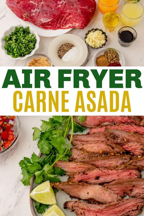 Air Fryer Carne Asada, Carne Asada Steak, Chicken Parmesan Recipe Easy, Air Fryer Recipes Breakfast, Air Fryer Recipes Snacks, Air Fryer Steak, Marinated Flank Steak, Tacos Burritos, Air Fryer Dinner Recipes