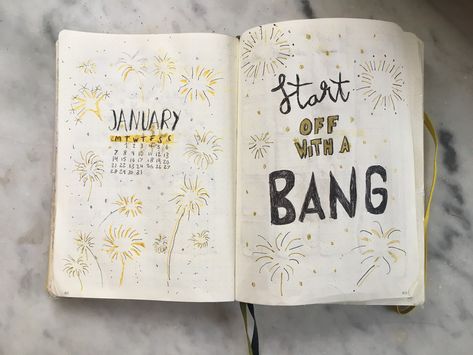 #fireworks #bulletjournal Firework Bullet Journal, Bujo Monthly Cover Page, Bullet Journal January Cover Page, Bujo Monthly Cover, January Bullet Journal Cover, January Bujo, Journal Cover Page, Bullet Journal Cover, January Bullet Journal