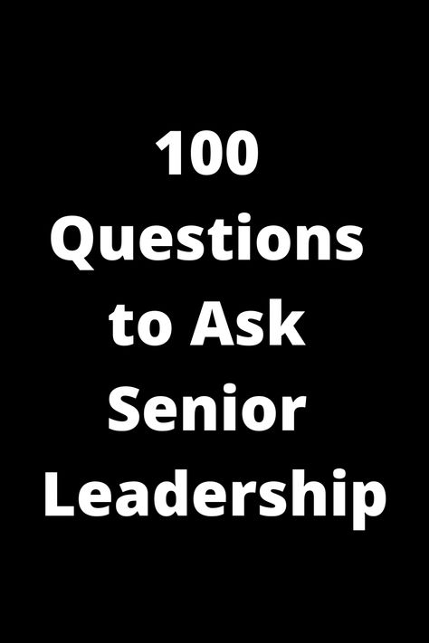 Discover 100 insightful questions to ask senior leadership and gain valuable insights into their vision, strategies and decision-making process. Engage in meaningful conversations with executives to foster professional growth and build strong relationships in the workplace. Download your copy now! Insightful Questions, Senior Leadership, 100 Questions To Ask, 100 Questions, Leadership Qualities, Life Questions, Company Values, Women In Leadership, Leadership Training