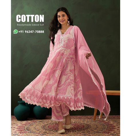 Cotton Casual Wear Printed Readymade Salwar Suit-INR 3499 : WhatsApp or Call +91 96247-70888 ,+91 75679-28195 . Website -https://www.wholesalesalwar.com/ Catelogue Link -https://www.wholesalesalwar.com/p/cotton-pink-casual-wear-printed-readymade-salwar-suit-352599 . #cottonsuits #cotton #fashion #suits #ethnicwear #indianwear #onlineshopping #punjabisuits #salwarsuits #salwarkameez #kurti #dressmaterial #designersuits #salwarsuit #cottonkurti #suit #kurtis #dressmaterials #dresses #indianfash... Lakhnavi Kurta Design, Schiffli Kurta, Lakhnavi Kurta, Women Kurta Set, Wedding Salwar Kameez, Patiyala Dress, Readymade Salwar Kameez, Lehenga Suit, Cotton Wedding