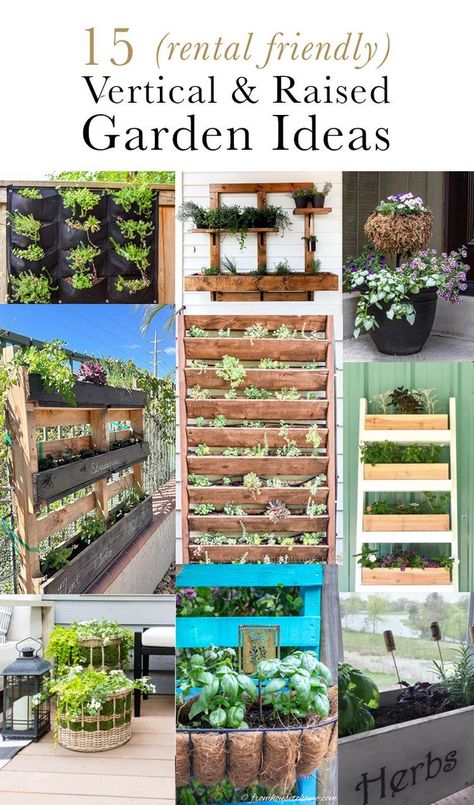 Raised Garden Ideas, Outdoor Balcony Furniture, Vertical Garden Pots, Vertical Container Gardening, Raised Planters, Vertical Planting, Vertical Garden Plants, Herb Garden Pallet, Rental Friendly