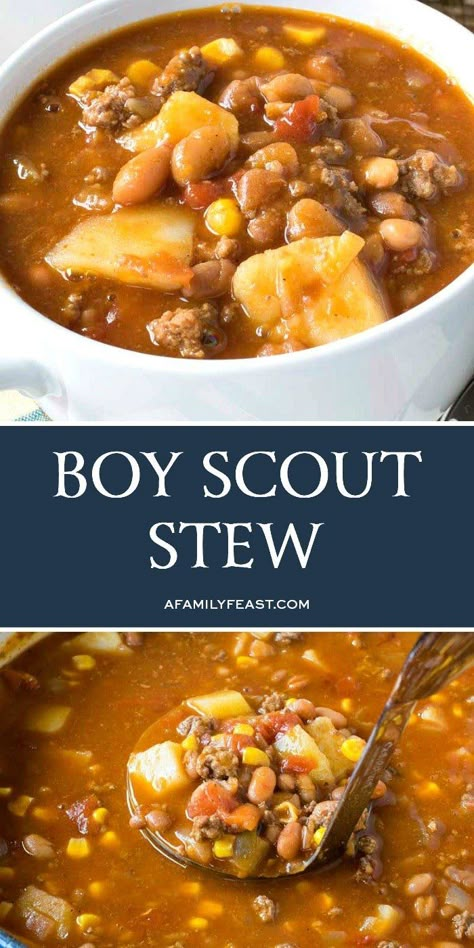 Adkins Recipes, Campfire Stew, Baked Okra, Feast Recipes, Hamburger Stew, Beans Recipes, Potluck Ideas, Soup Appetizers, Pantry Ingredients