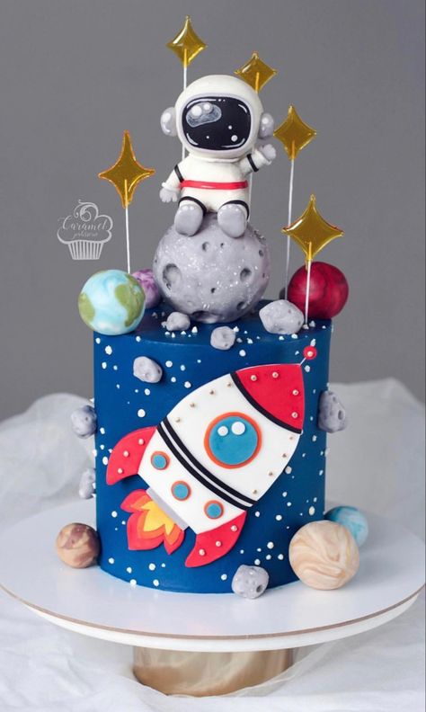 Cosmos Cake, Mario Bros Cake, Rocket Cake, Planet Cake, Galaxy Cake, Dinosaur Birthday Party Decorations, Baby First Birthday Cake, Astronaut Birthday, Space Theme Party