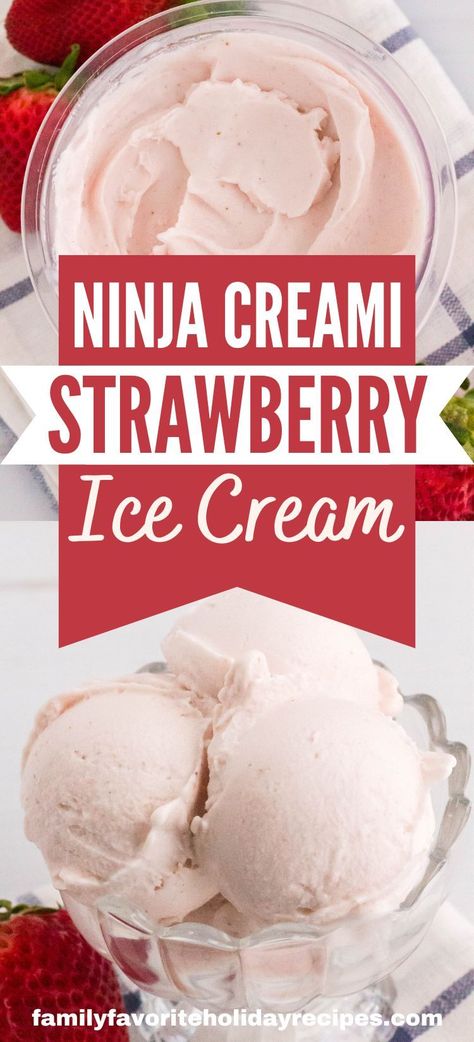 Strawberry Ninja Cremi, Strawberry Creami Ninja, Cremi Ninja Recipes Strawberry, Ninga Cremi Recipes Healthy, Strawberry Ninja Creami Ice Cream Recipes, Ninja Creami Ice Cream Recipes Strawberries, Healthy Ninja Creami Ice Cream Recipes Strawberry, Homemade Ice Cream Ninja Creami, Ninja Creami Protein Ice Cream Recipe Strawberry