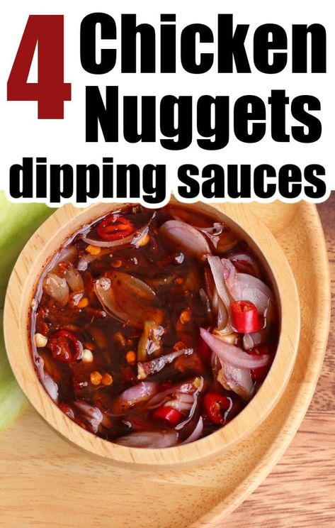 Best 4 spicy chicken nugget dipping sauce recipes that are sweet, spicy or in between. Great selection to enjoy with frozen or homemade nuggets. Nugget Dipping Sauce, Chicken Nugget Dipping Sauce, Chicken Nuggets Sauce, Homemade Nuggets, Dipping Sauce Recipes, Asian Dipping Sauce, Frozen Chicken Nuggets, Reheat Chicken, Chick Fil A Sauce