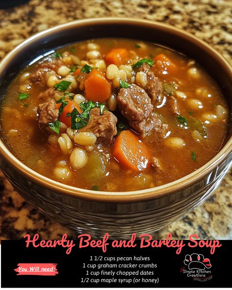 Warm up with this comforting Hearty Beef and Barley Soup recipe! Packed with tender beef, hearty barley, and flavorful herbs, this soup is the perfect meal for chilly winter nights. Check out the recipe on our Pinterest board for a delicious and satisfying dinner idea. #soup #comfortfood #winterrecipe #beefandbarley #homemade #easyrecipe Prime Rib Beef Barley Soup, Beef And Barley Soup Recipe, Beef And Barley Stew, Beef And Barley Soup, Barley Soup Recipe, Beef And Barley, Soup Store, Barley Recipe, Fat Burning Soup