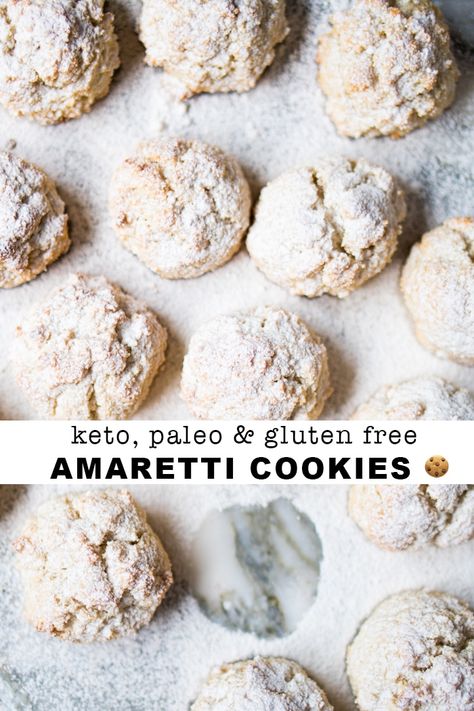 Gluten Free, Paleo & Keto Amaretti Cookies #keto #glutenfree #cookies #paleo #healthyrecipes Gluten Free Almond Cookies, Salted Chocolate Chip Cookies, Amaretti Cookies, Dessert Cookies, Keto Christmas, Paleo Cookies, Gluten Free Christmas, Double Chocolate Chip Cookies, Low Carb Cookies