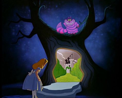 Alice,and the door, in the tree, Alice In Wonderland 1951, Alice In Wonderland Aesthetic, Alice In Wonderland Disney, Geniale Tattoos, Art Disney, Old Disney, Pinturas Disney, Disney Alice, Jim Morrison