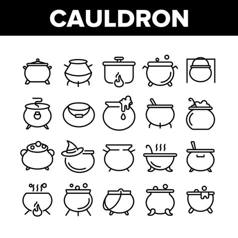 Cauldron Drawing, Icon Set Vector, Icon Set, Coloring Pages, Doodles, Drawings, Color, Colouring Pages