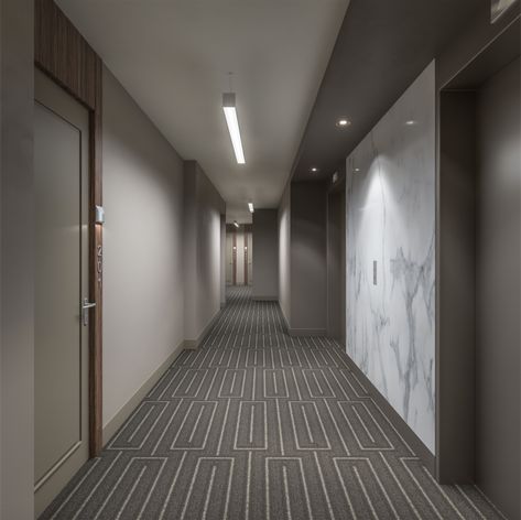 Condo Hallway Design, Building Hallway Design, Apartment Hallway Design, Office Corridor Design, Condo Corridor, Apartment Building Hallway, Common Area Design, Condo Foyer, Building Hallway