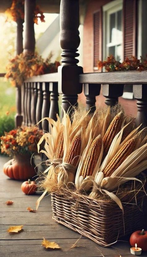 Fall Outside Decor Front Porches, Fall Mantles Ideas, Porch Fall Decorating Ideas, Front Door Awning, Fall Fireplace Decor, Autumn Porch, Dekoratívne Vence, Fall Porches, Fall Front Porch Decor Ideas