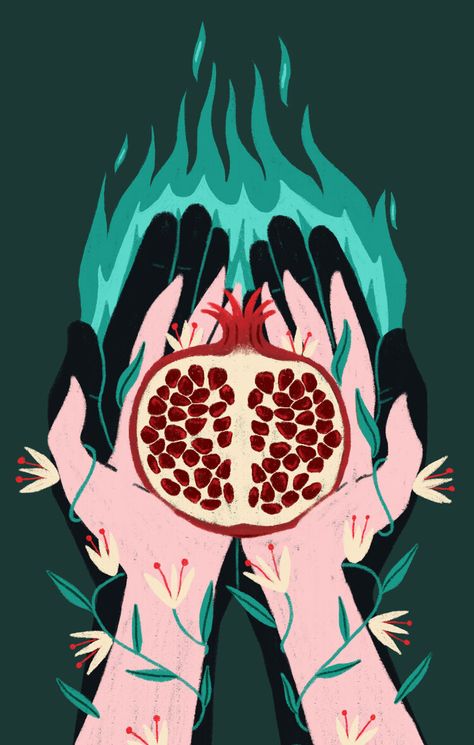 Hades Tattoo, Persephone Art, Greek Pantheon, Arte Indie, Greek Mythology Art, Lore Olympus, Hades And Persephone, Mythology Art, Pomegranate Seeds