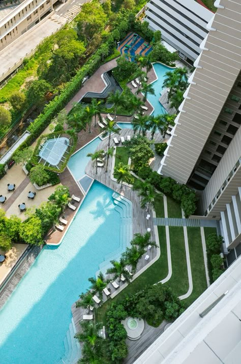 Setia Sky Residences - STX Landscape Setia Sky Residences, Public Swimming Pool Designs, Podium Landscape Design, Swimming Pool Chairs, Hotel Landscape Design, Hotel Pool Design, Swimming Pool Landscaping Ideas, Outdoor Pool Design, Swimming Pool Chair