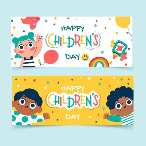 Childrens Day Illustration, World Children's Day, Children's Day Poster, Kids Graphic Design, Kids Banner, Roller Banner, Valentine's Day Poster, Banner Design Layout, Flat World