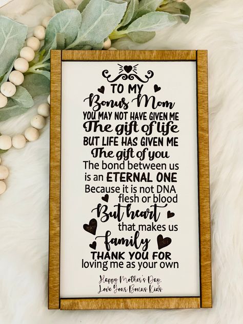 Diy Mothers Day Gift Cards, Mothers Day For Step Moms, Step Mom Crafts For Mothers Day, Happy Mothers Day Step Mom, Mothers Day Quotes For Step Moms, Bonus Mom Gifts For Mothers Day, Step Mom Wedding Gift, Bonus Mom Mothers Day Ideas, Step Mom Gift Ideas